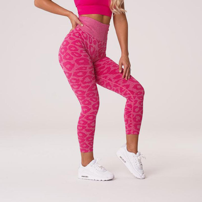Snowflake Color Leopard Print Nine-point Pants Seamless Animal Print Yoga Pants