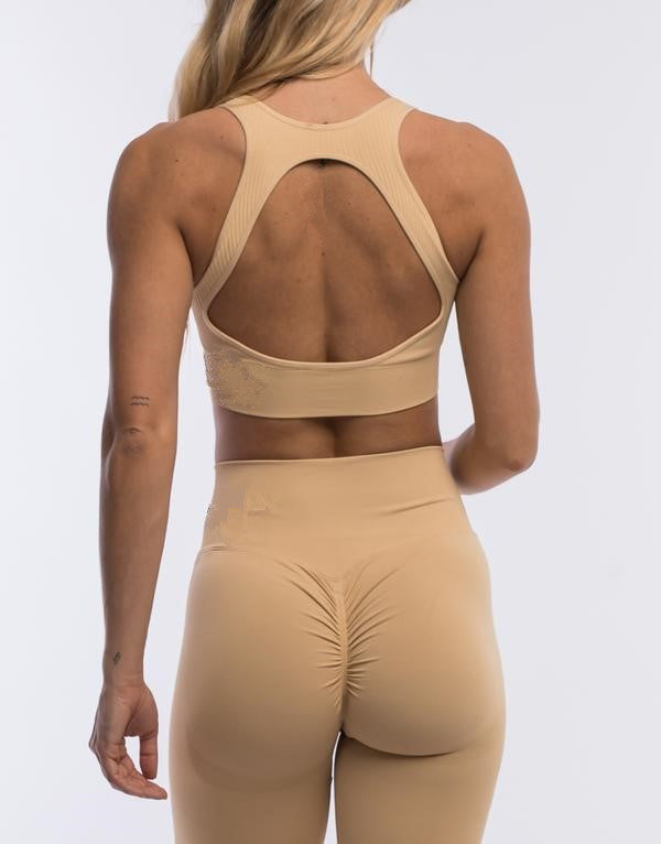 Hip Crease Hip Reduction Cropped Pants Back Hollow Seamless Bra Yoga Pants Set