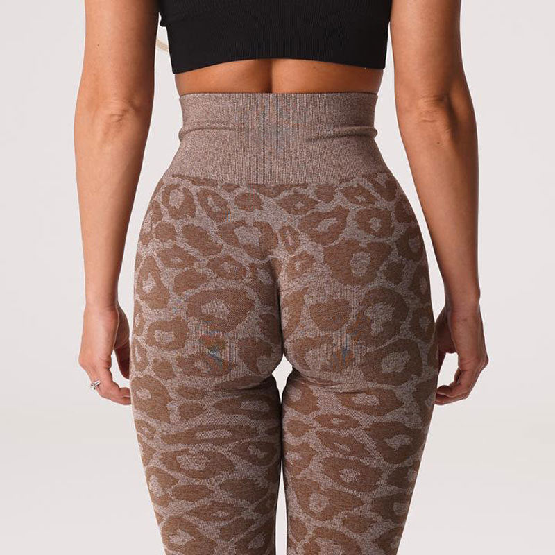 Snowflake Color Leopard Print Nine-point Pants Seamless Animal Print Yoga Pants