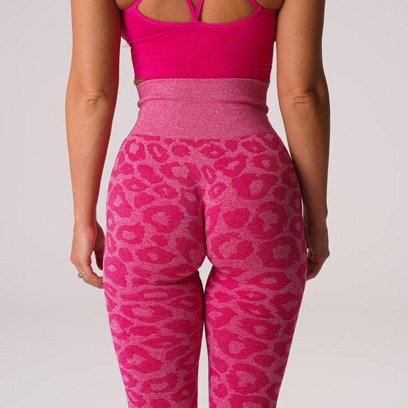 Snowflake Color Leopard Print Nine-point Pants Seamless Animal Print Yoga Pants