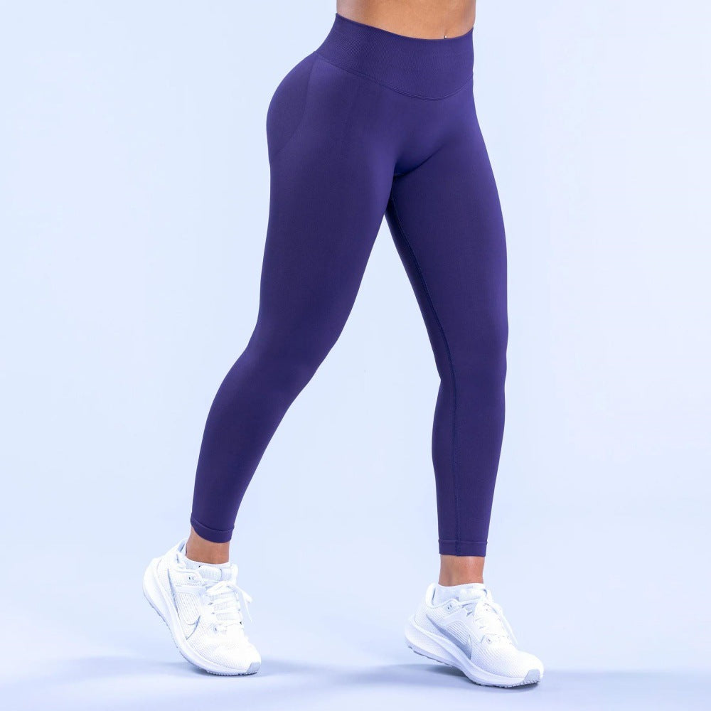 Three-section Ruched Hip-lifting Seamless Low-waist Fitness Nine-point Pants Yoga Leggings