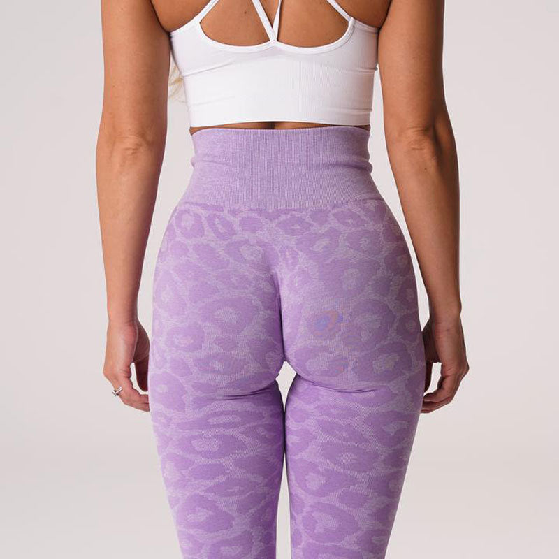 Snowflake Color Leopard Print Nine-point Pants Seamless Animal Print Yoga Pants